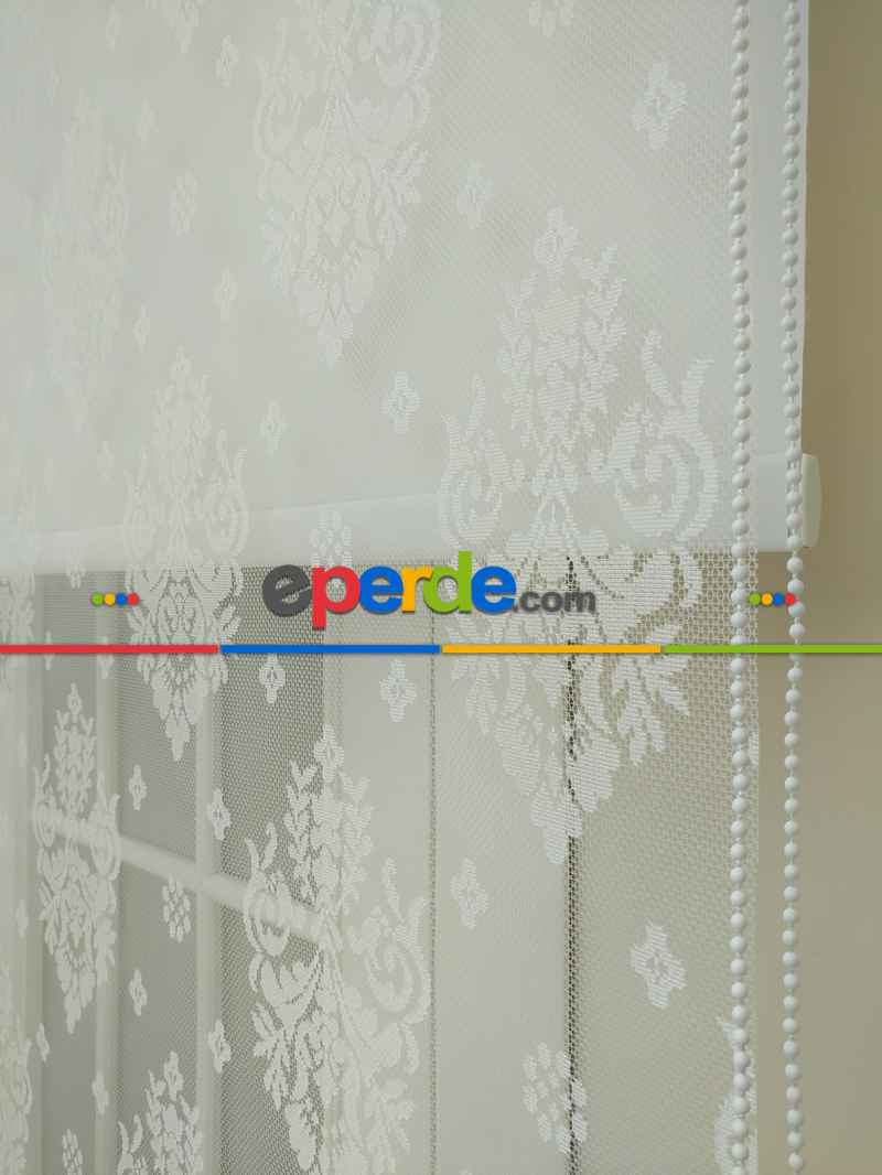 Mutfak Tül Stor Perde - Çiftli Sistem- Ekru