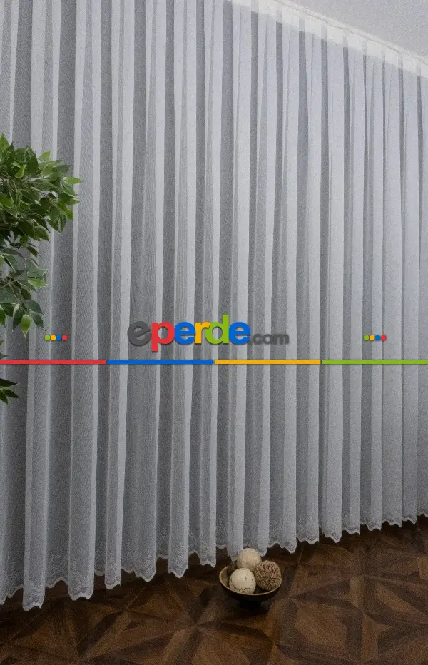 Taç Tül Perde Yeni Düz Sade Moda Tasarım Tül Etek İşlemeli Ütü İstemez Tül