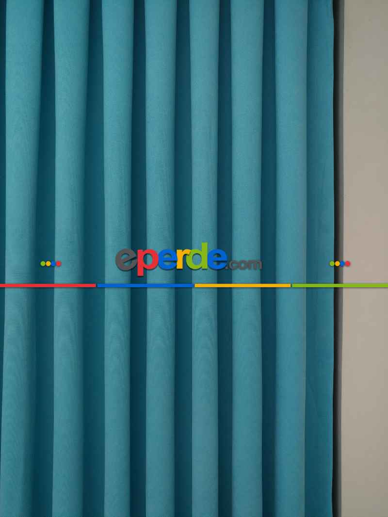 Düz Renk Dökümlü Fon Perde (150)- Turkuaz