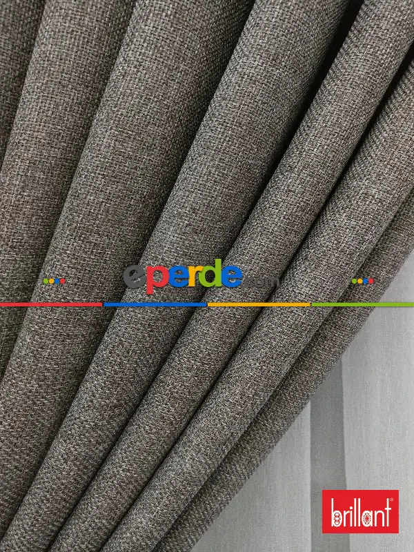 Salon Fon - Brillant Keten Açık Vizon Renk Düz Fon Perde - Açık Vizon