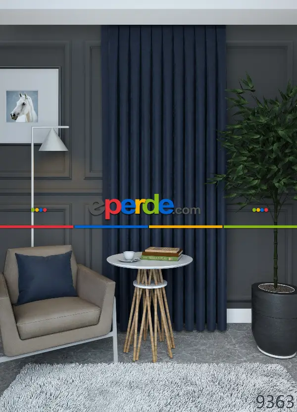 Düz Parlament Mavisi Fon Perde Dökümlü 841