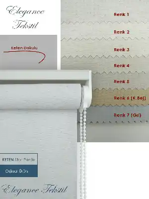 Yatak Odası Stor Perde - Keten Stor Perde - 7 Farklı Renk- Gri-füme-antrasit-krem-bej-çok Renkli