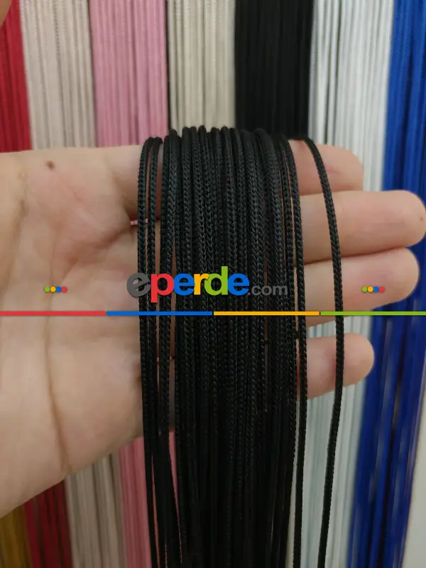 Siyah Rengi İp Perde Kalın Zincir Serisi- Siyah