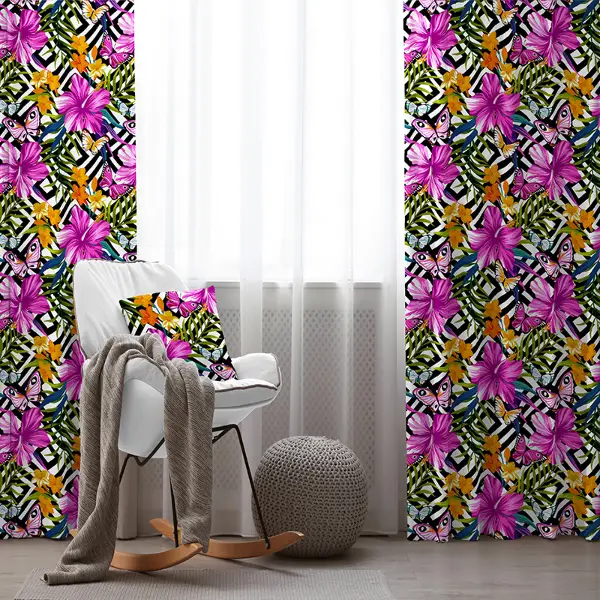 Çiçek Desenli Fon Perde Evim K-519 Kumaşı Kalındır Duck Bezi Değildir