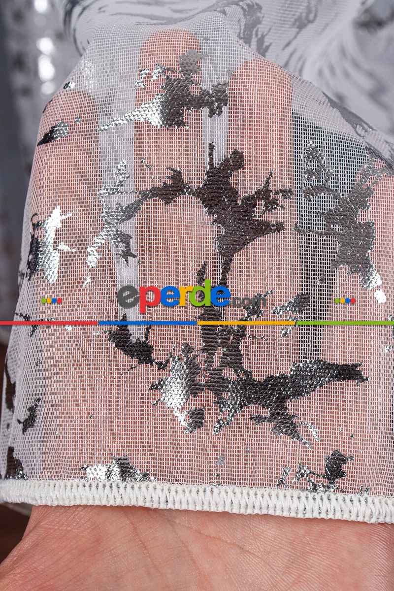 Salon - Siyah Yüksek Kalite Armür Dokuma Ttm Zemin Kaplamalı Tül Perde