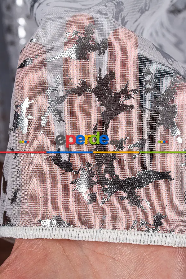 Salon - Siyah Yüksek Kalite Armür Dokuma Ttm Zemin Kaplamalı Tül Perde