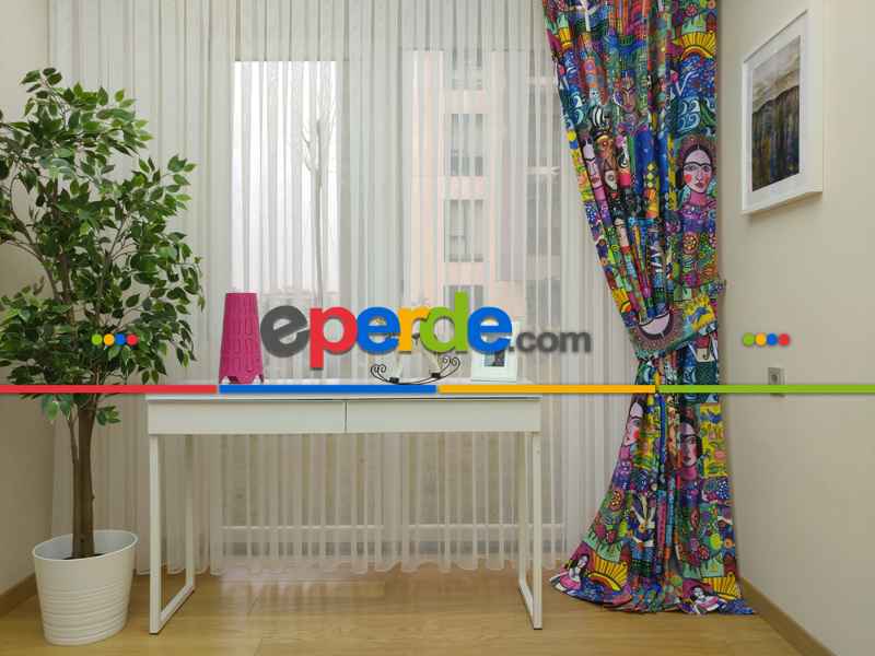 Genç Odası - Popart Fon Perde - Kumaşı Kalındır Duck Bezi Değildir.- Mavi-sarı-beyaz-turkuaz-çok Renkli