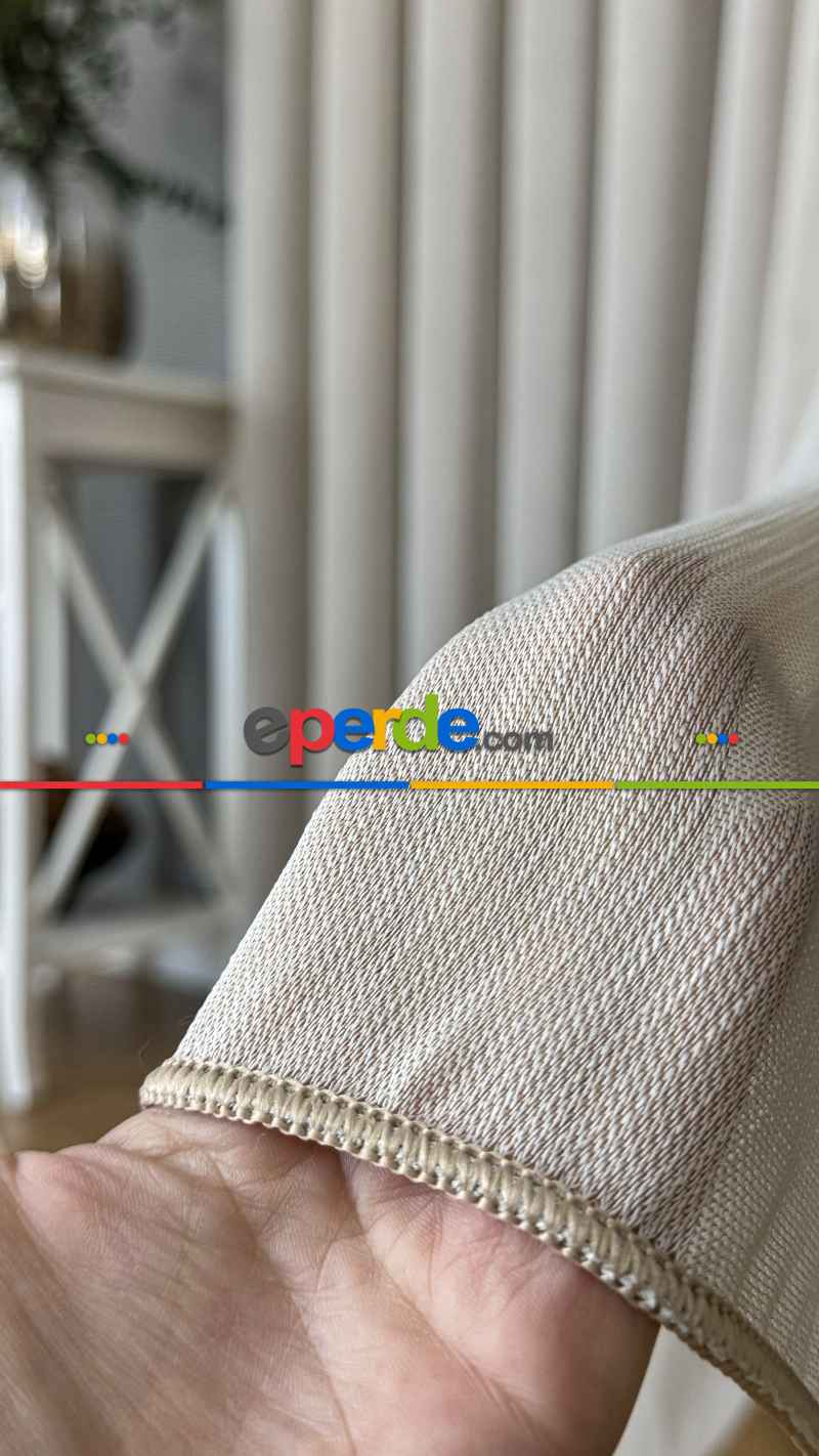 Krem Keten Düz Tül Perde - Ağır Gramajlı Premium