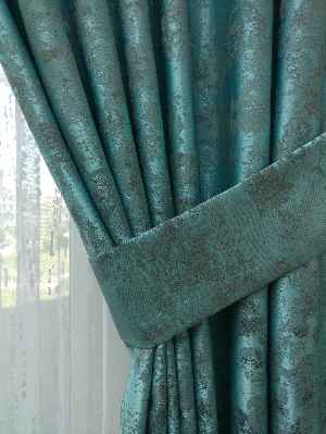 Patine Desenli Turkuaz - Katyonik Jakar Fon Perde- Turkuaz