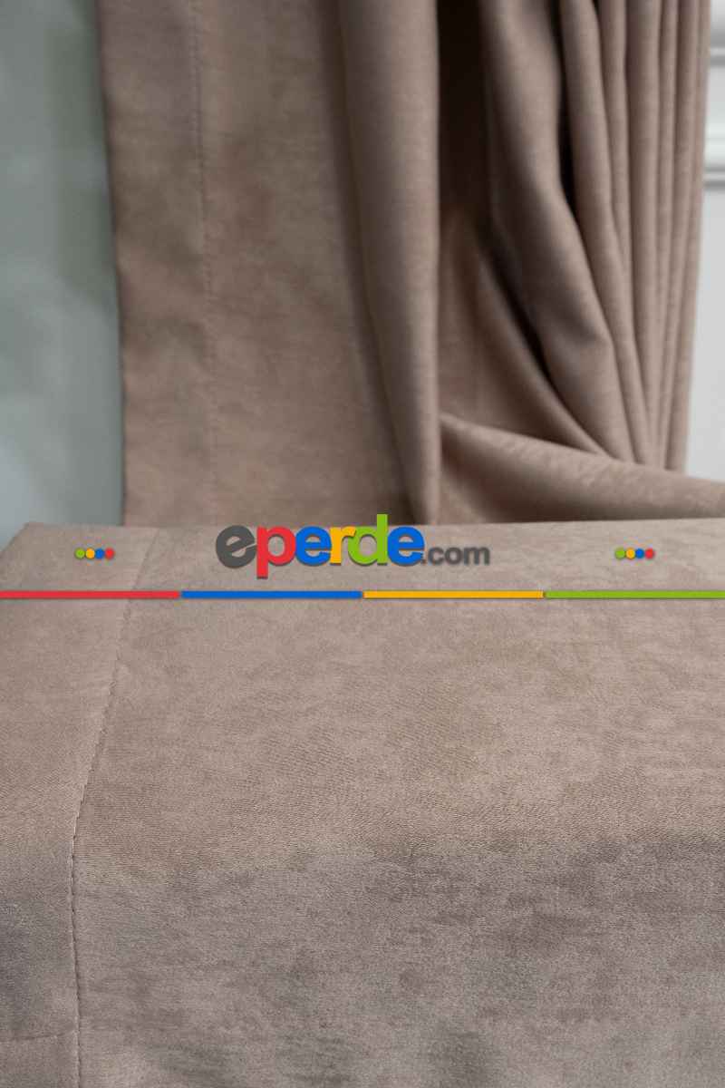 Salon - Soft Bej Fon Perde Dökümlü En - Bej