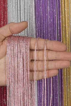 Kalın Zincir Serisi İp Perde Pembe Gümüş- Pembe-gümüş Simli