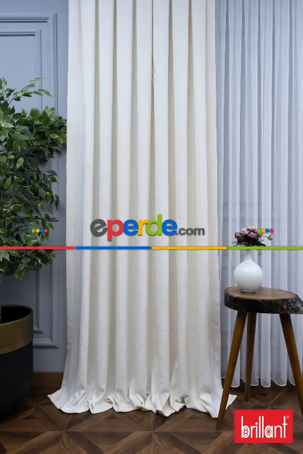 Brillant Jakar Fon Perde(dökümlü Fon )- Krem Açık