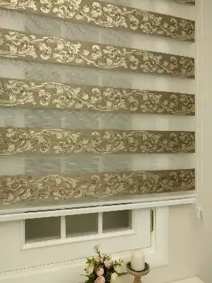 Oturma Odası - Jakarlı Zebra Perde Bdz-02- Altın Simli-kahve