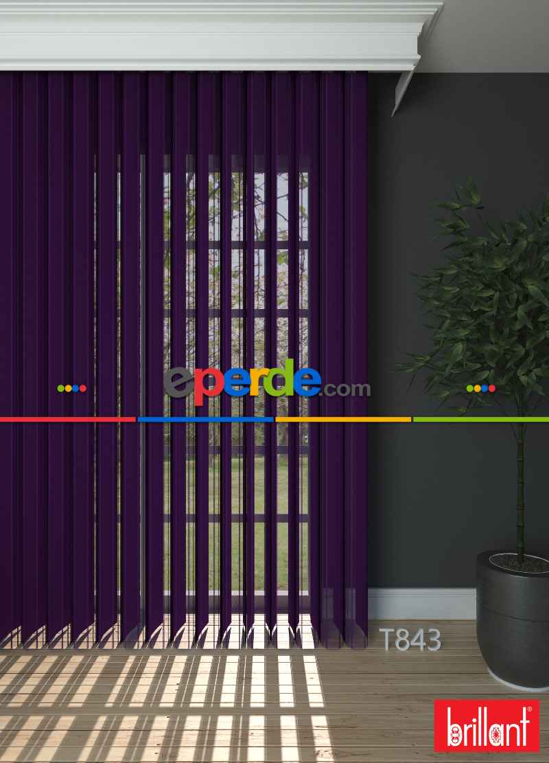 Brillant Akıllı Tül Perde Mor Renkli Tül Dikey Zebra Perde Düz 1. Kalite