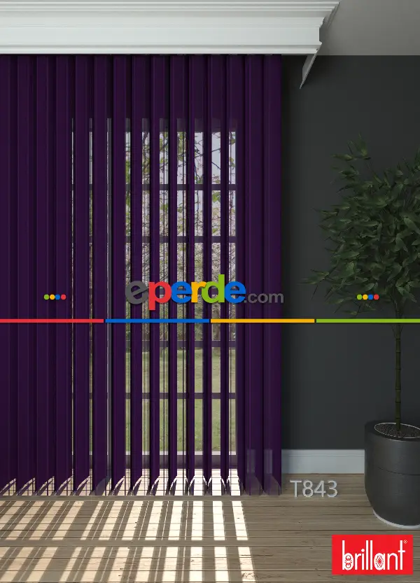 Brillant Akıllı Tül Perde Mor Renkli Tül Dikey Zebra Perde Düz 1. Kalite