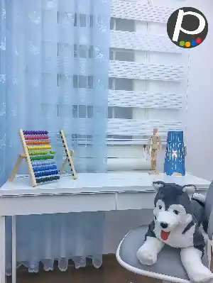 Çocuk Odası - Tül Fon Perde Açık Mavi- Mavi Açık