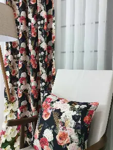 Yatak Odası - Pembe Çiçek Desenli Fon Perde Evm626 Kumaşı Kalındır Duck Bezi Değildir- Siyah-yeşil-beyaz-pembe