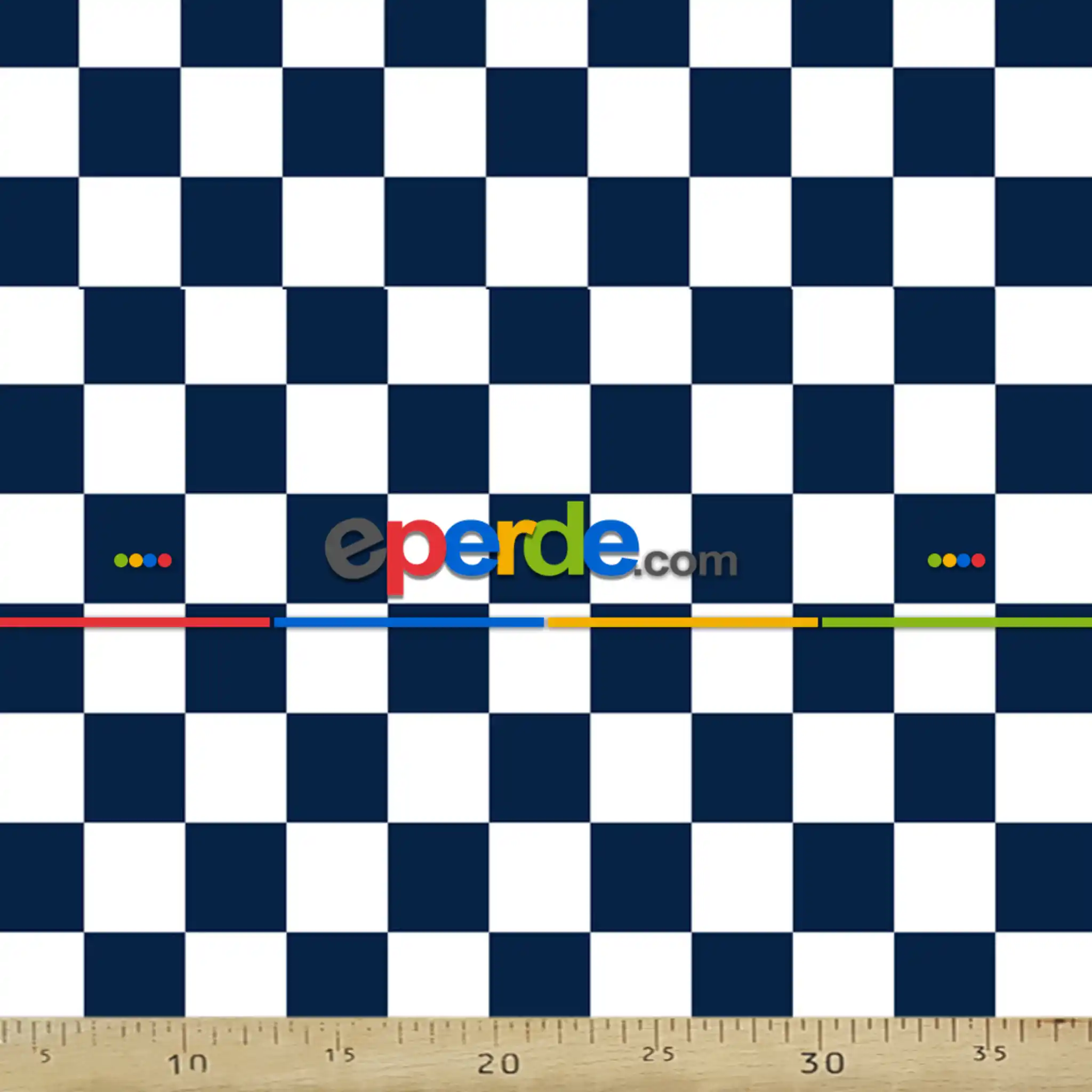 Karo Desenli Fon Perde Evm408-9 Kumaşı Kalındır Duck Bezi Değildir- Lacivert-Beyaz