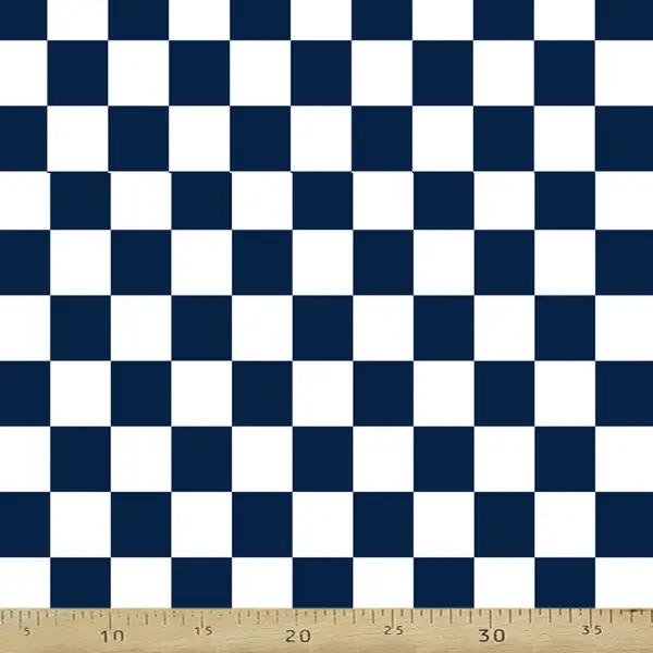 Karo Desenli Fon Perde Evm408-9 Kumaşı Kalındır Duck Bezi Değildir- Lacivert-Beyaz