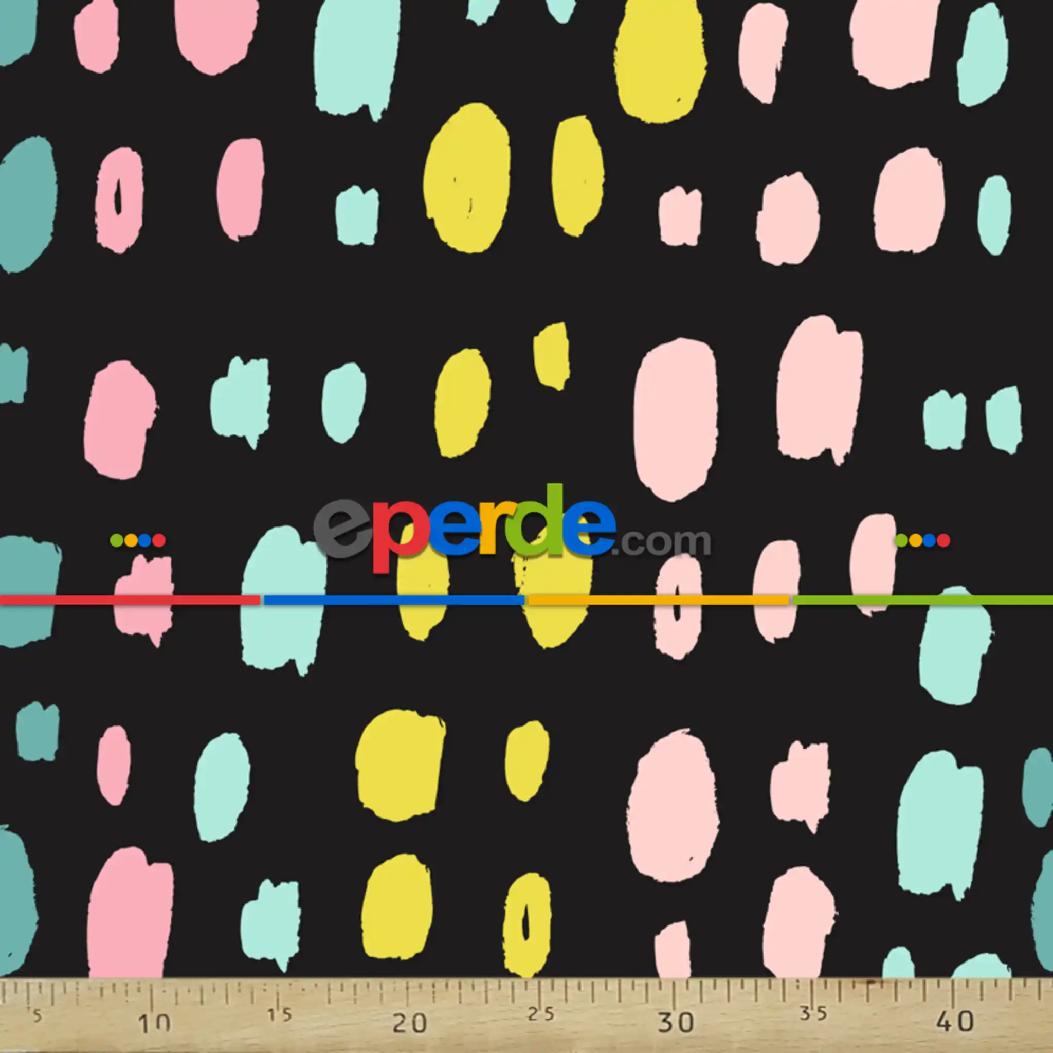 Suluboya Renkli Benek Desenli Fon Perde Evm996-6 Kumaşı Kalındır Duck Bezi Değildir- Sarı-Beyaz-Turkuaz