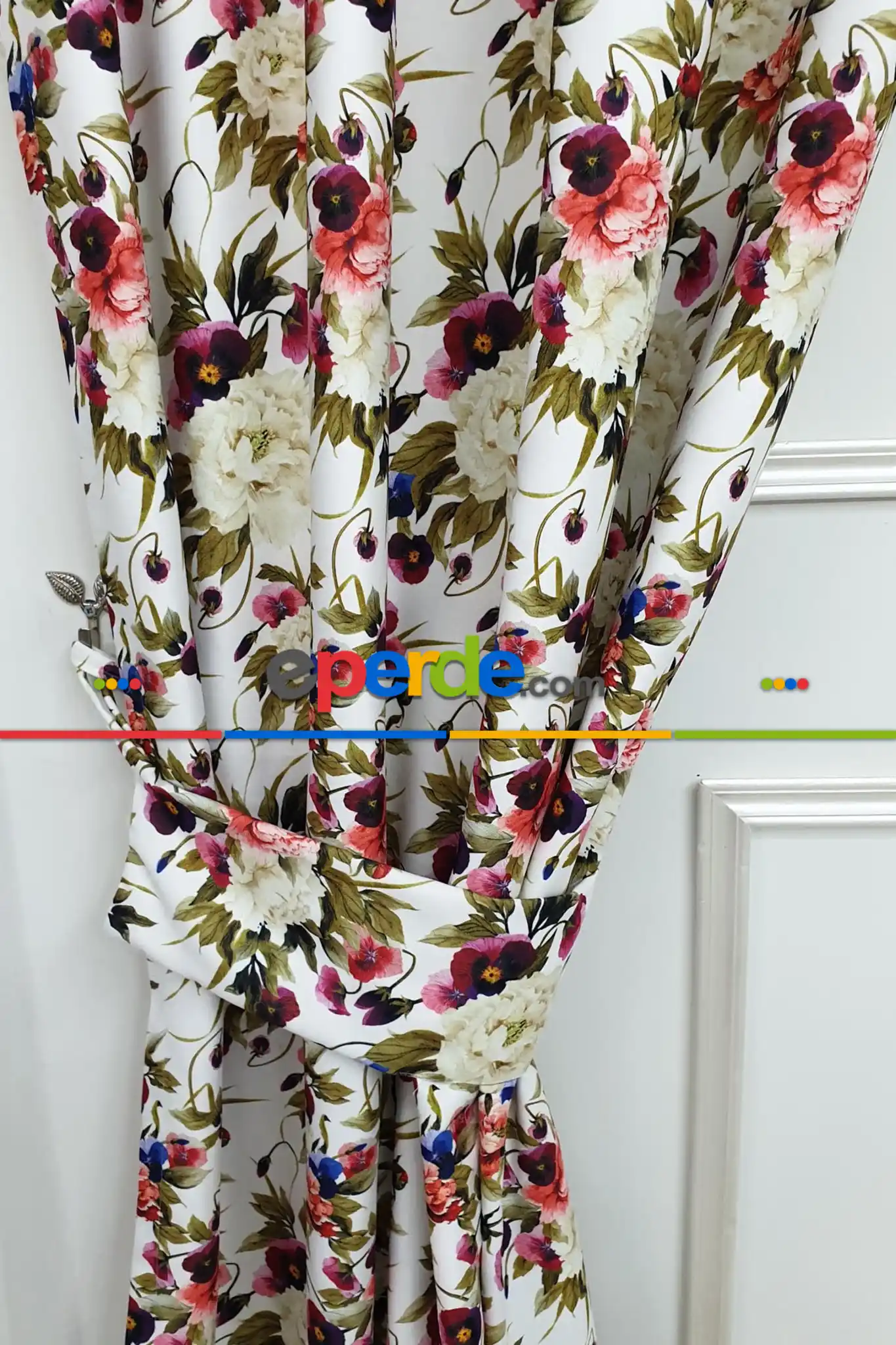 Çiçek Desenli Fon Perde K304 Kumaşı Kalındır Duck Bezi Değildir-  Çok Renkli 2