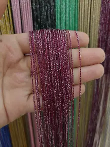 Mutfak İp Perde - Bordo Rengi İp Perde İnce Zincir Simli Serisi- Bordo-gümüş