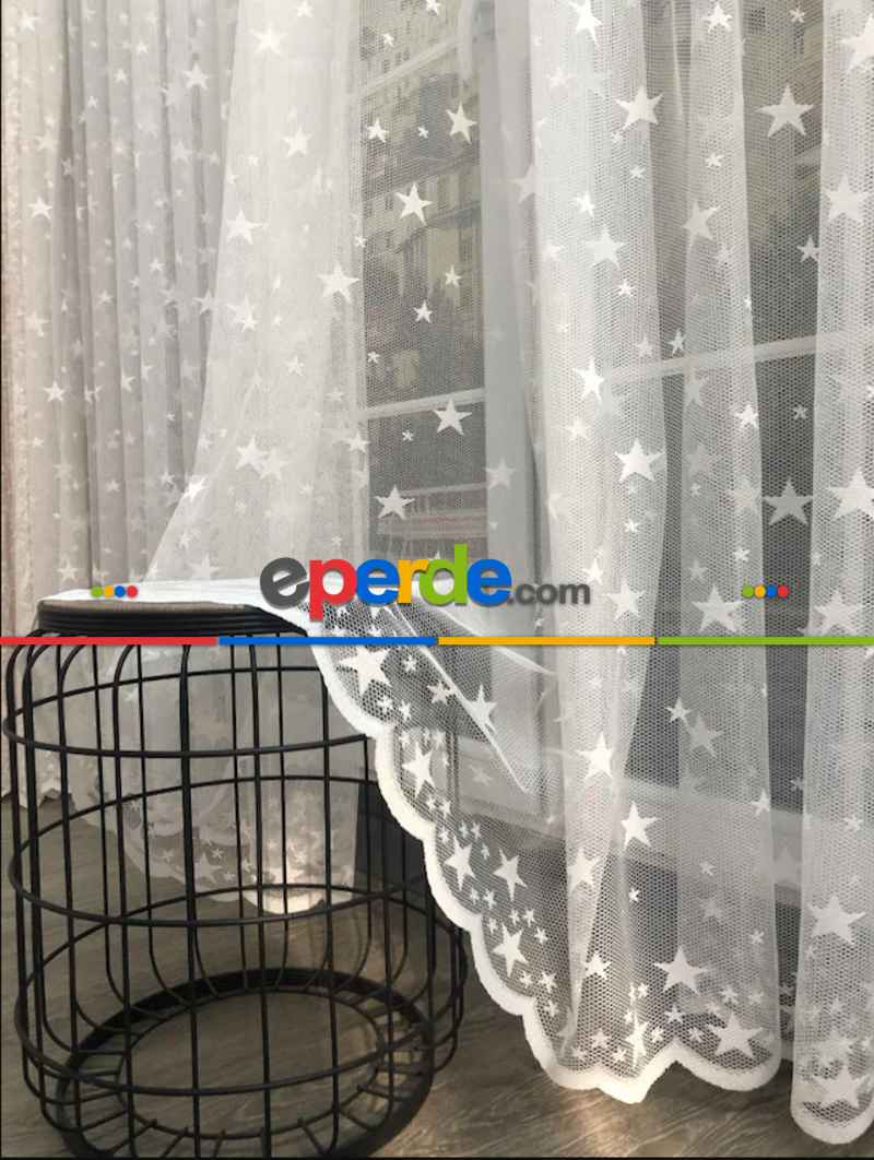 Yıldız Desenli Örme Tül, Çocuk Odası Tülü