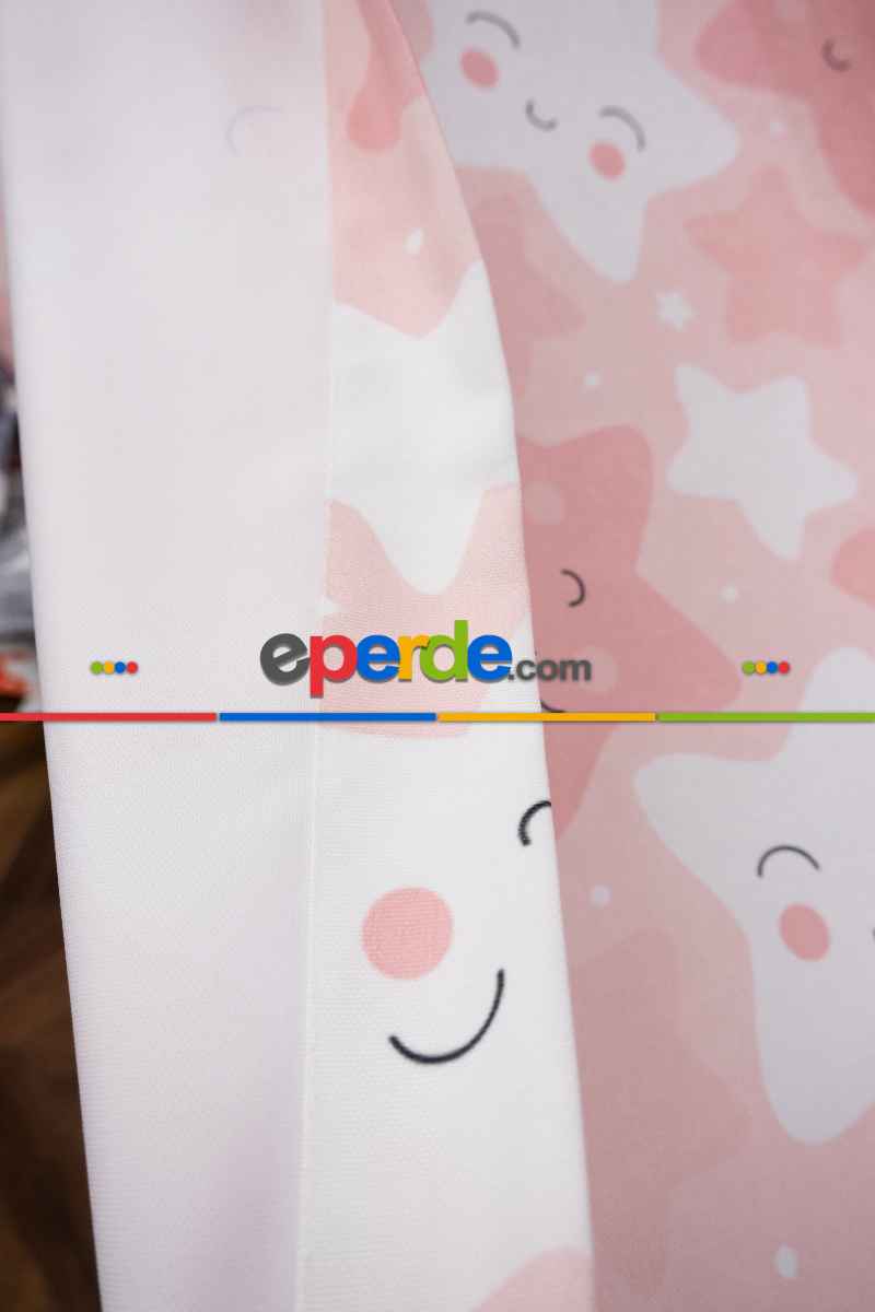 Trend Bebek - Çocuk - Genç Odası Fon Perde Modelleri 2025 (sınırsız En Ölçüsü )- Pembe Açık-pembe Koyu-ekru