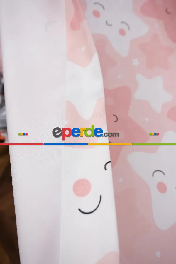 Trend Bebek - Çocuk - Genç Odası Fon Perde Modelleri 2025 (sınırsız En Ölçüsü )- Pembe Açık-pembe Koyu-ekru