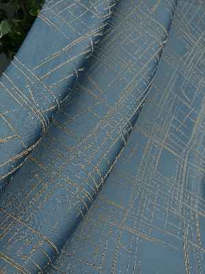 Jakar Desenli Fon Perde- Hardal Sarısı-petrol Mavisi