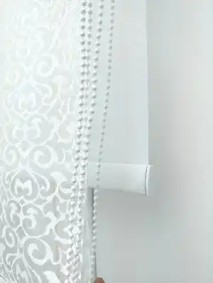 Jakar Örme Tül-açela 801 Ekru Çiftli Sistem Dantel Desenli Perde- Beyaz