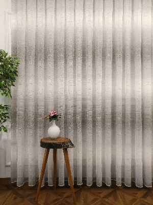 Salon Keten Tül - Keten Dokulu Degrade Renk Geçişli Tül - Ütü İstemez- Gri-Füme-Antrasit-Ekru