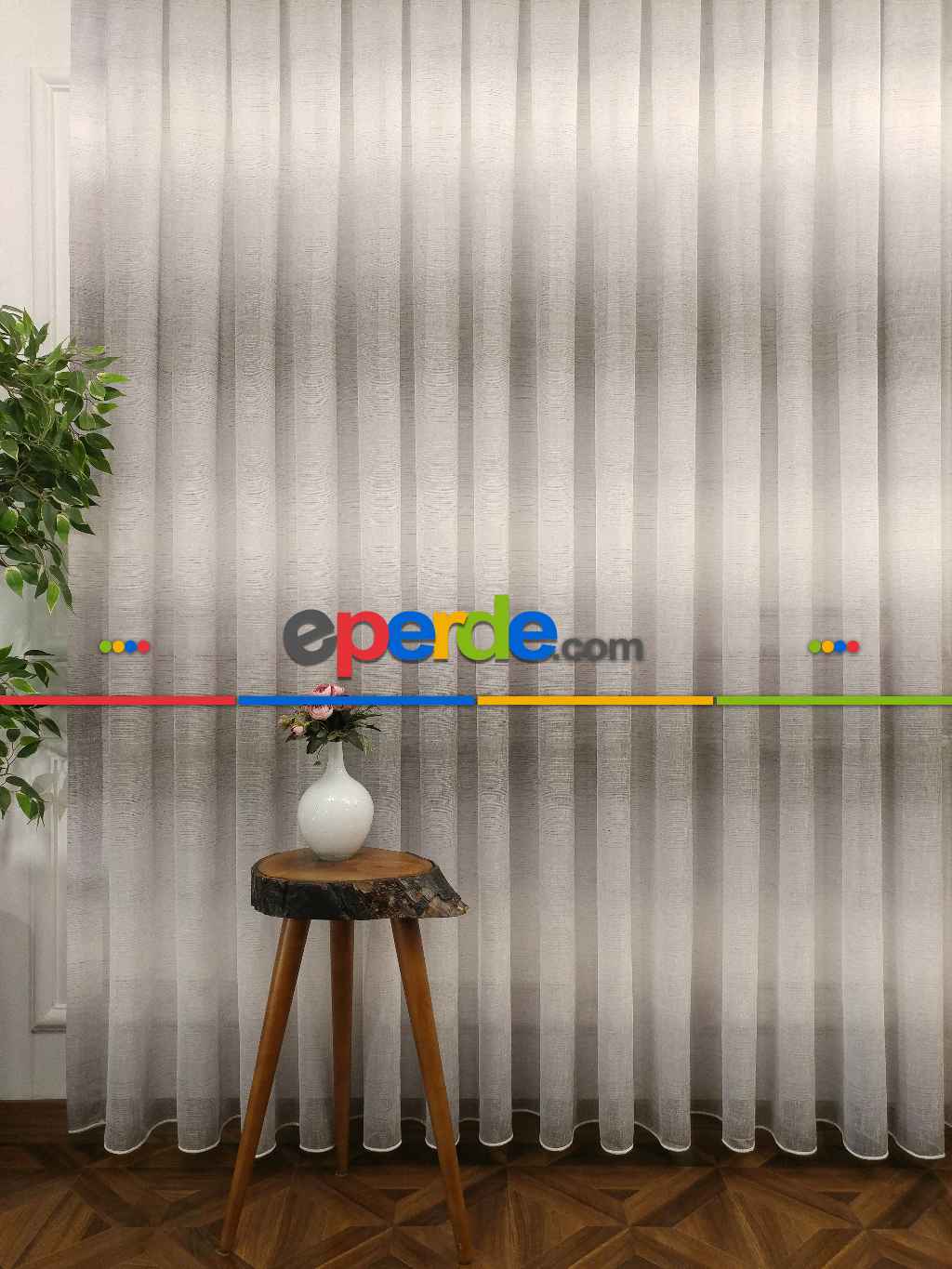 Salon Keten Tül - Keten Dokulu Degrade Renk Geçişli Tül - Ütü İstemez- Gri-Füme-Antrasit-Ekru