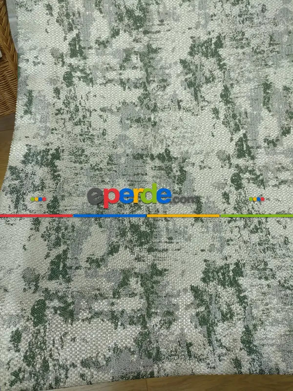 Salon Yeşil Bej Rengi Duz Jakar Fon Perde (150)- Yeşil Koyu Yeşil