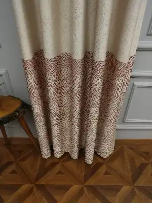 Modern Pano Fon Perde Bantlı Çift Renk - 501- Kiremit Rengi-kum Beji