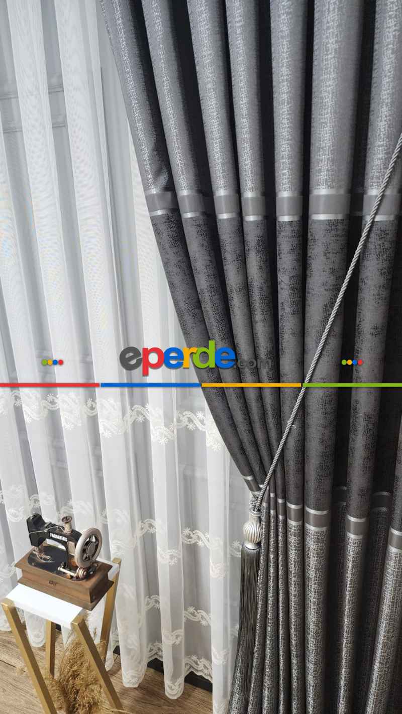 Gri Modern Fon Perde - Adet Fiyatıdır 70cm X 275cm 