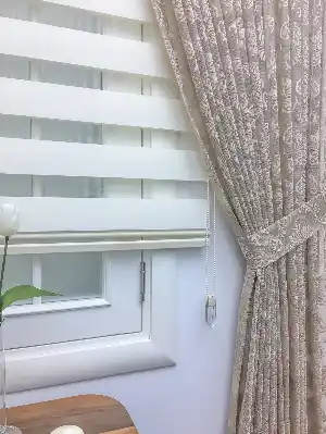 Dantel Damask Desen Tül Fon Perde - Bej- Bej