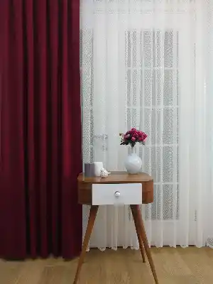Petek Desenli Tül Perde- Ekru
