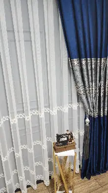 Gri Parlamanet Mavisi - Damask Desenli Fon Perde, Adet Fiyatıdır, İstediğiniz Boy Ölçüsünde Dikilir, Eni 70 İla 100cm Arası Seçenekler, Sık Piledir 70cm X 275cm 