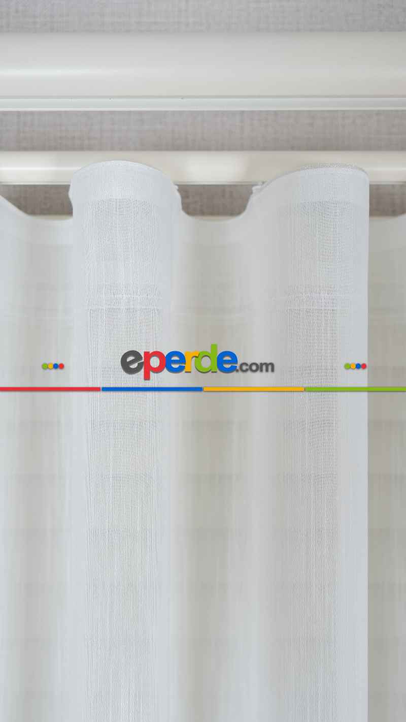 Ekru Bambu Keten Tül Perde, Daha Gramajlı, Ütü İstemez, Premium Seri, Kurşunlu Etek