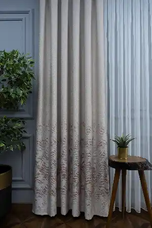 Modern Pano Fon Perde Renk Geçişli Çift Renk - 505- Bej-gri Açık-pembe Koyu-kiremit Rengi