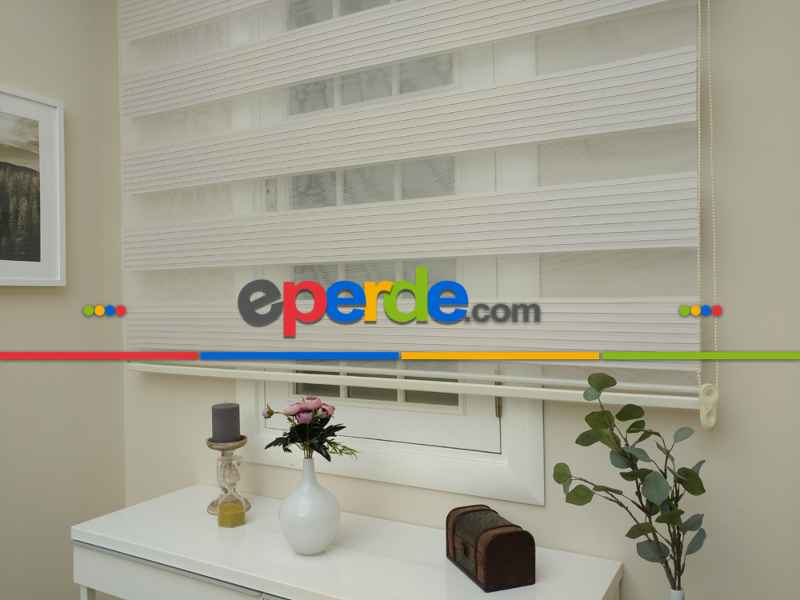Mutfak - Zebra Perde - Geniş Pileli Zebra Perde- Krem Açık