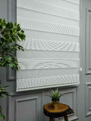 2021 Sezonu - Zebra Perde - Geniş Plise (pileli) Zebra Perde- Krem Açık-Ekru