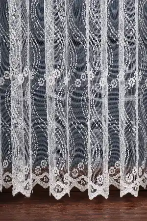 Es Brode Nakış İşlemeli Tül Perde - Çiçek Papatya Desenli