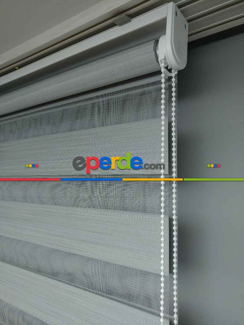 2025 Sezonu - Karartma Zebra Perde - Blackout Zebra Perde-ışık Geçirmez Zebra Perde- Gri Açık