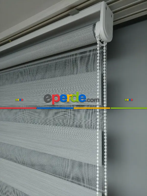 2025 Sezonu - Karartma Zebra Perde - Blackout Zebra Perde-ışık Geçirmez Zebra Perde- Gri Açık