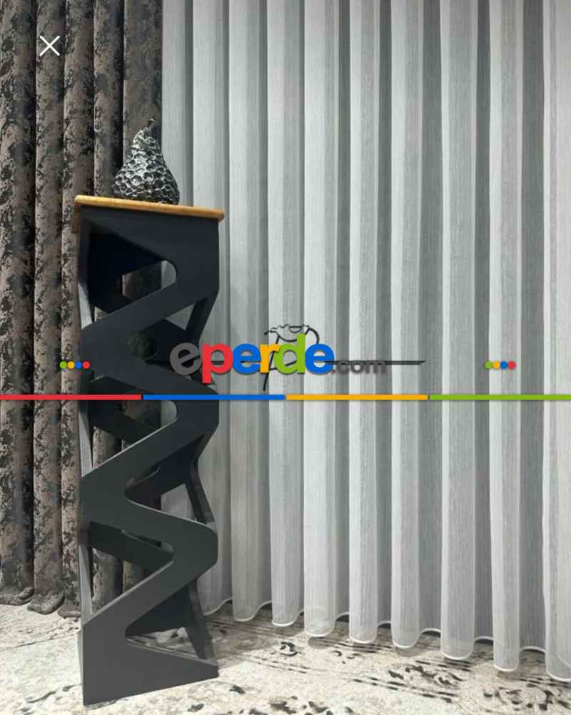 Brillant Balık Sırtı Düz Kurşunlu Tül Perde