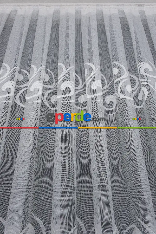 Mutfak Ft Serisi Vakko Desen Tül Perde- Ekru