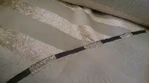 Keten Blackout Fon Perde - Şerit Desenli - Koyu Krem- Krem Koyu