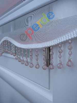 Pudra Pembe Gri Bambu Zebra Perde Degrade Geçişli